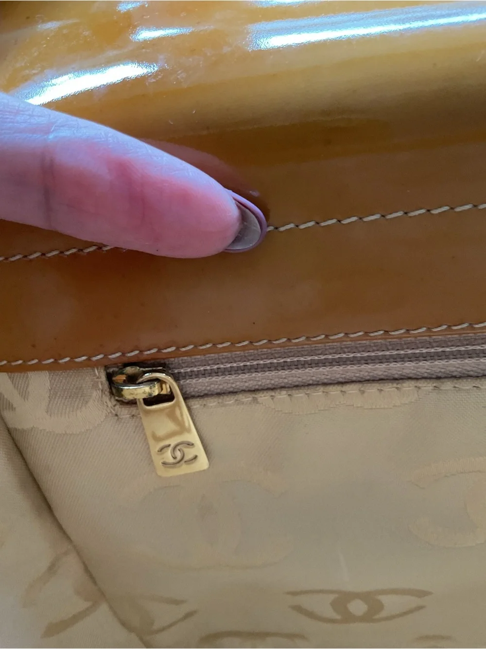 CHANEL Quilted Patent Leather Shoulder Bag